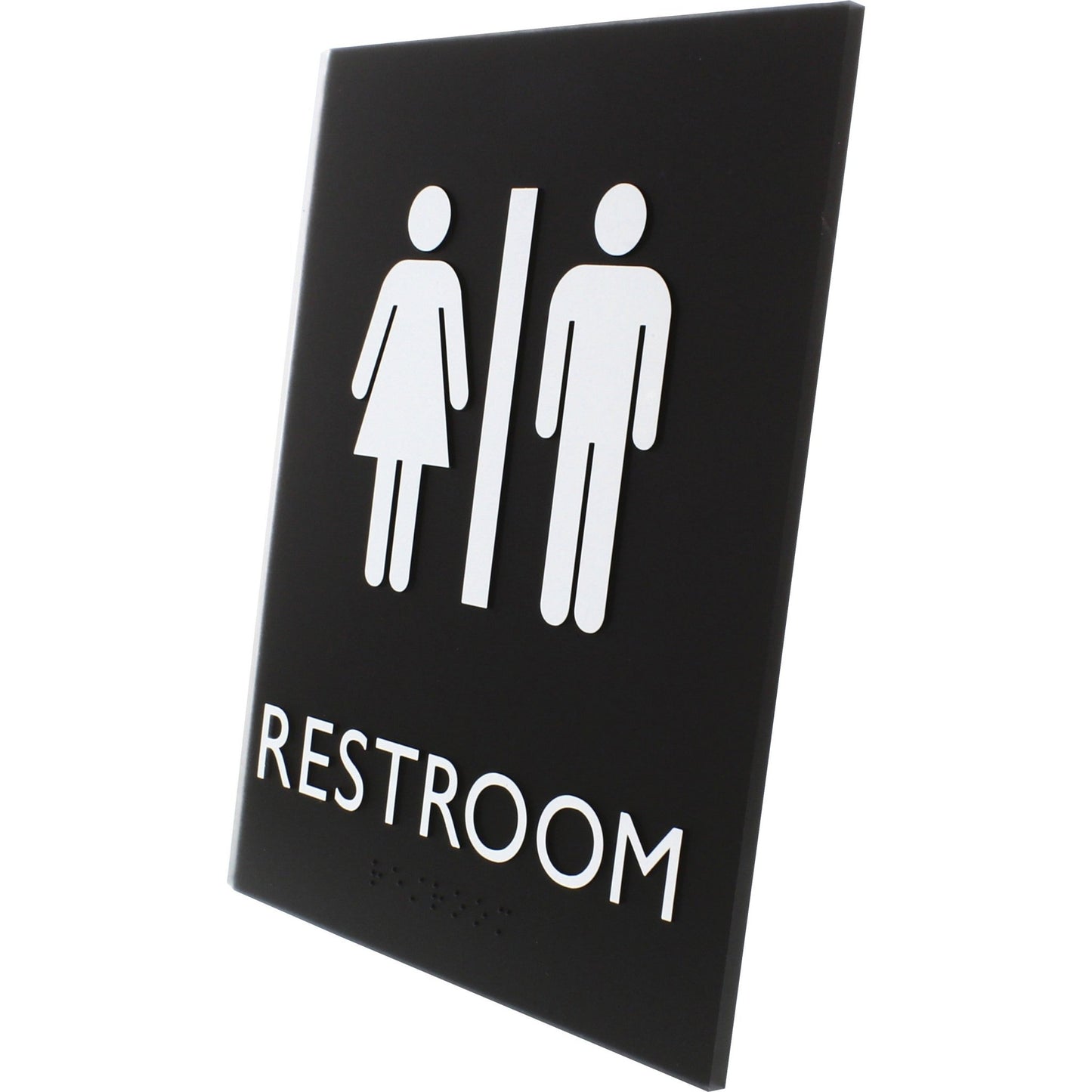 Lorell Unisex Restroom Information Sign Surface Mountable 6.4"W x 6.4"L x 8.5"H (LLR - LLR02663) - SchoolOutlet