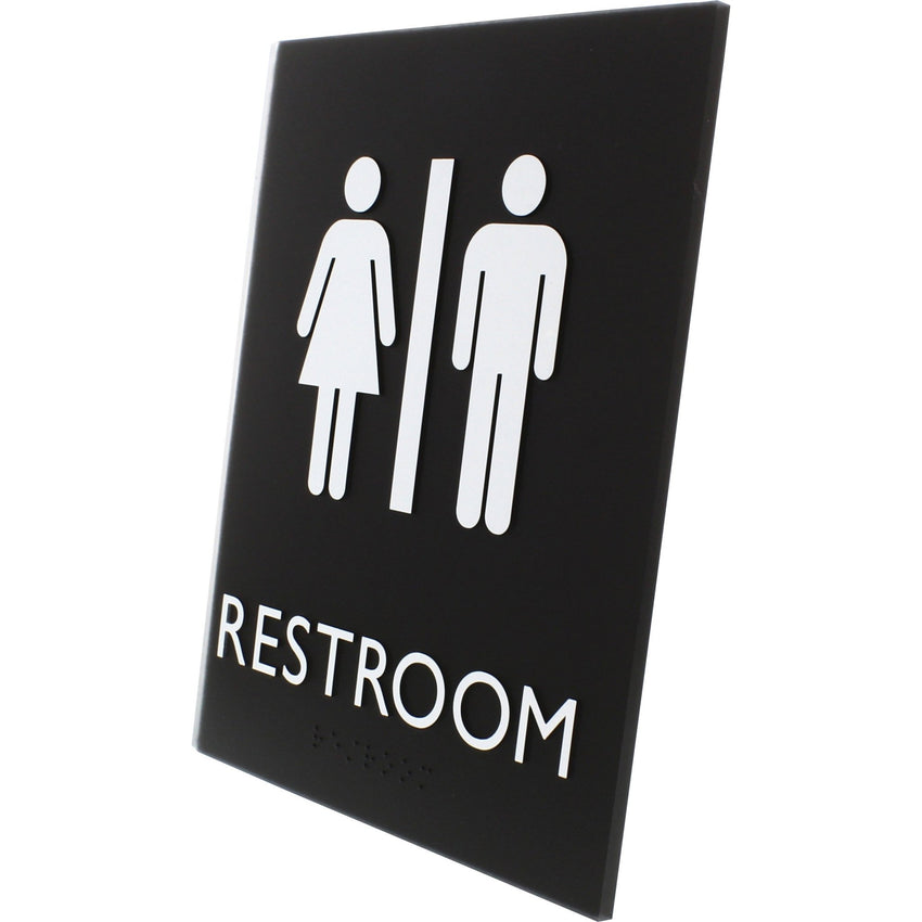 Lorell Unisex Restroom Information Sign Surface Mountable 6.4"W x 6.4"L x 8.5"H (LLR - LLR02663) - SchoolOutlet