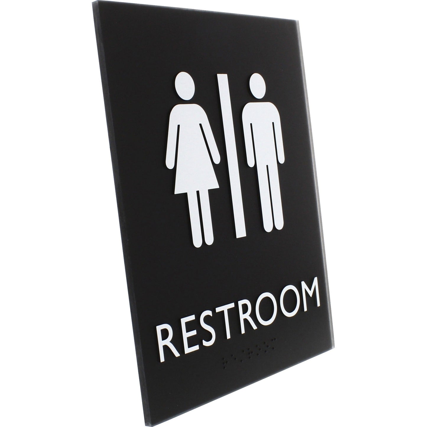 Lorell Unisex Restroom Information Sign Surface Mountable 6.4"W x 6.4"L x 8.5"H (LLR - LLR02663) - SchoolOutlet