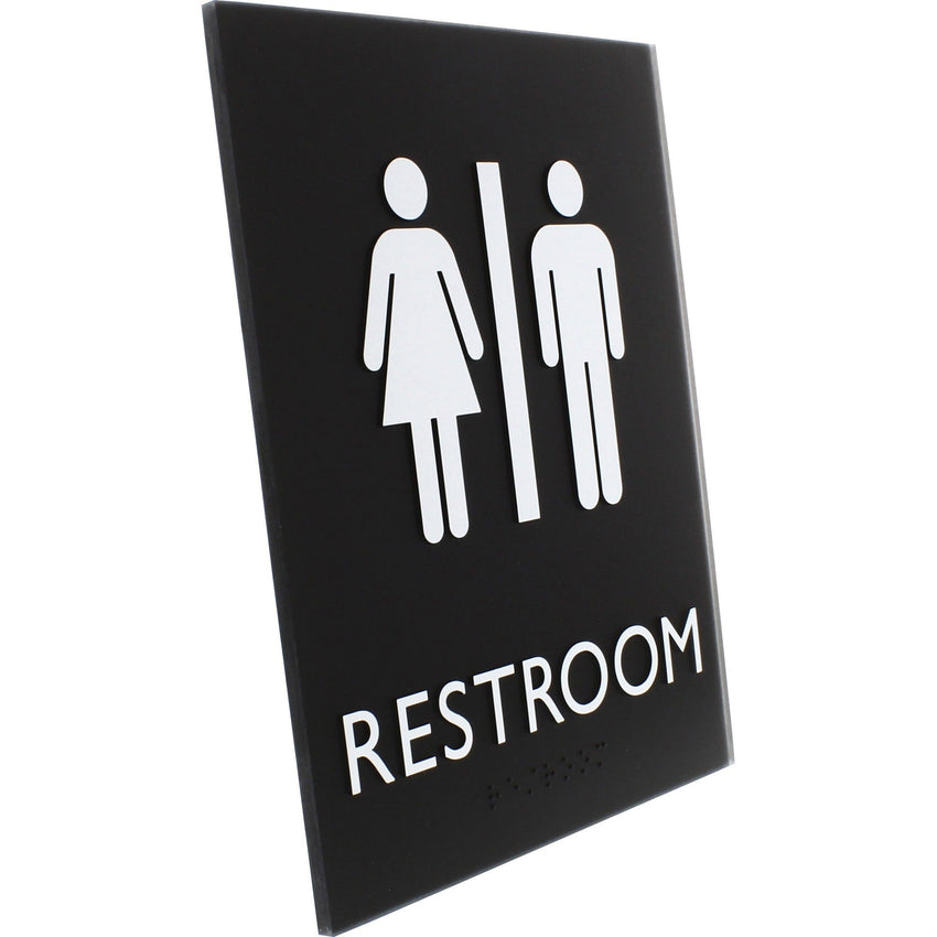 Lorell Unisex Restroom Information Sign Surface Mountable 6.4"W x 6.4"L x 8.5"H (LLR - LLR02663) - SchoolOutlet