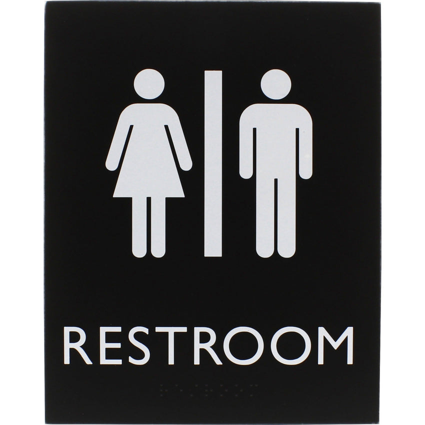 Lorell Unisex Restroom Information Sign Surface Mountable 6.4"W x 6.4"L x 8.5"H (LLR - LLR02663) - SchoolOutlet