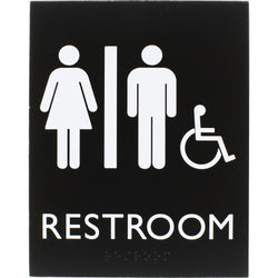 Lorell Unisex Handicap Restroom Information Sign Surface Mountable 6.4"W x 6.4"L x 8.5"H (LLR-LLR02664)
