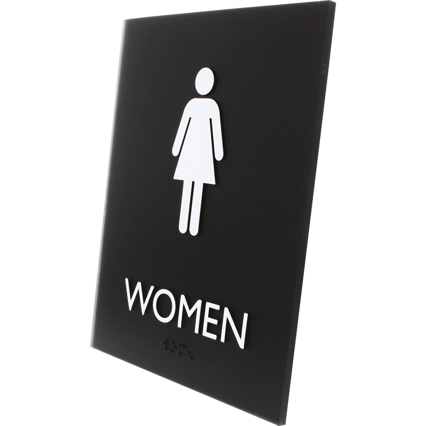 Lorell Women's Restroom Information Sign Surface Mountable 6.4"W x 6.4"L x 8.5"H (LLR - LLR02665) - SchoolOutlet