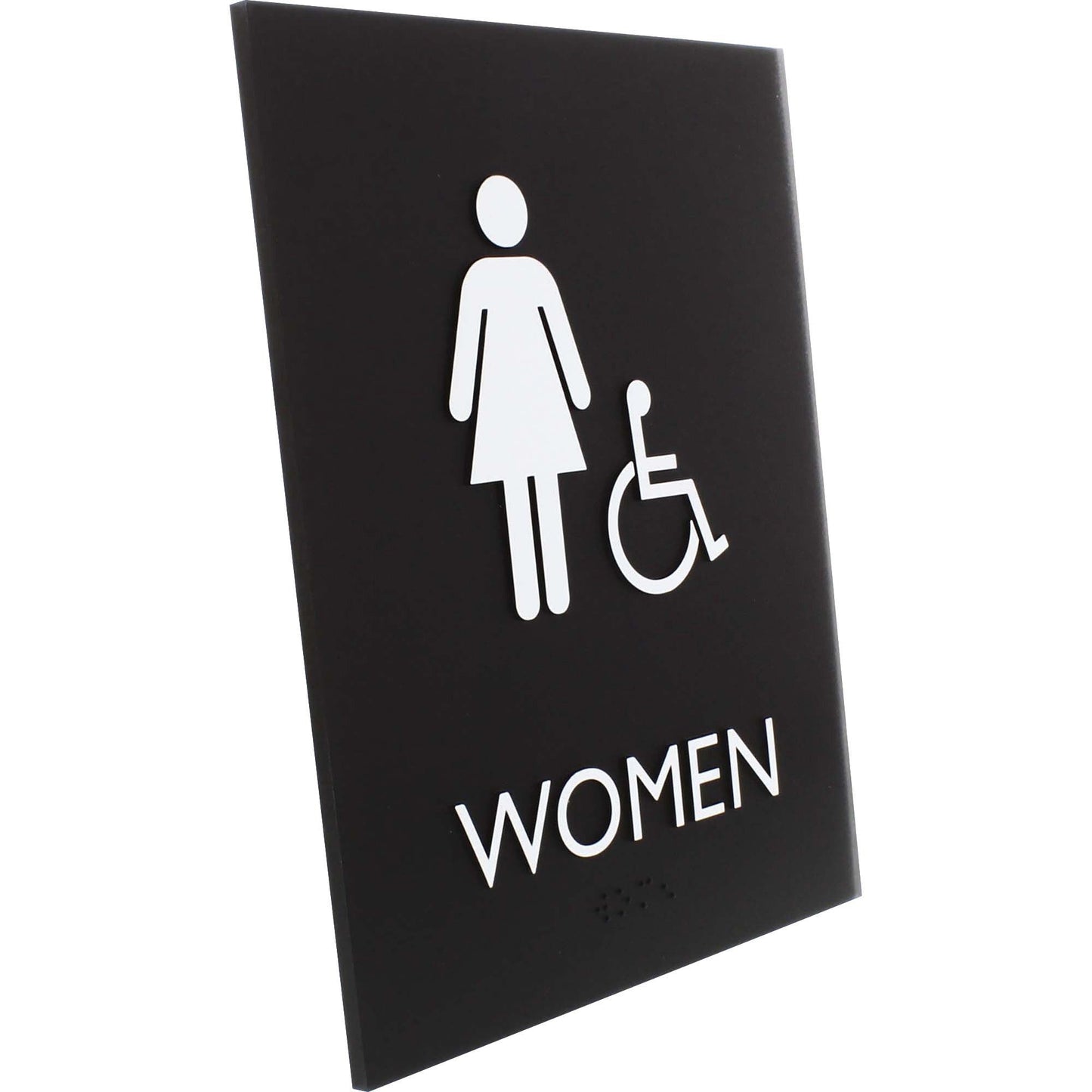 Lorell Women's Handicap Restroom Information Sign Surface Mountable 6.4"W x 6.4"L x 8.5"H (LLR - LLR02666) - SchoolOutlet