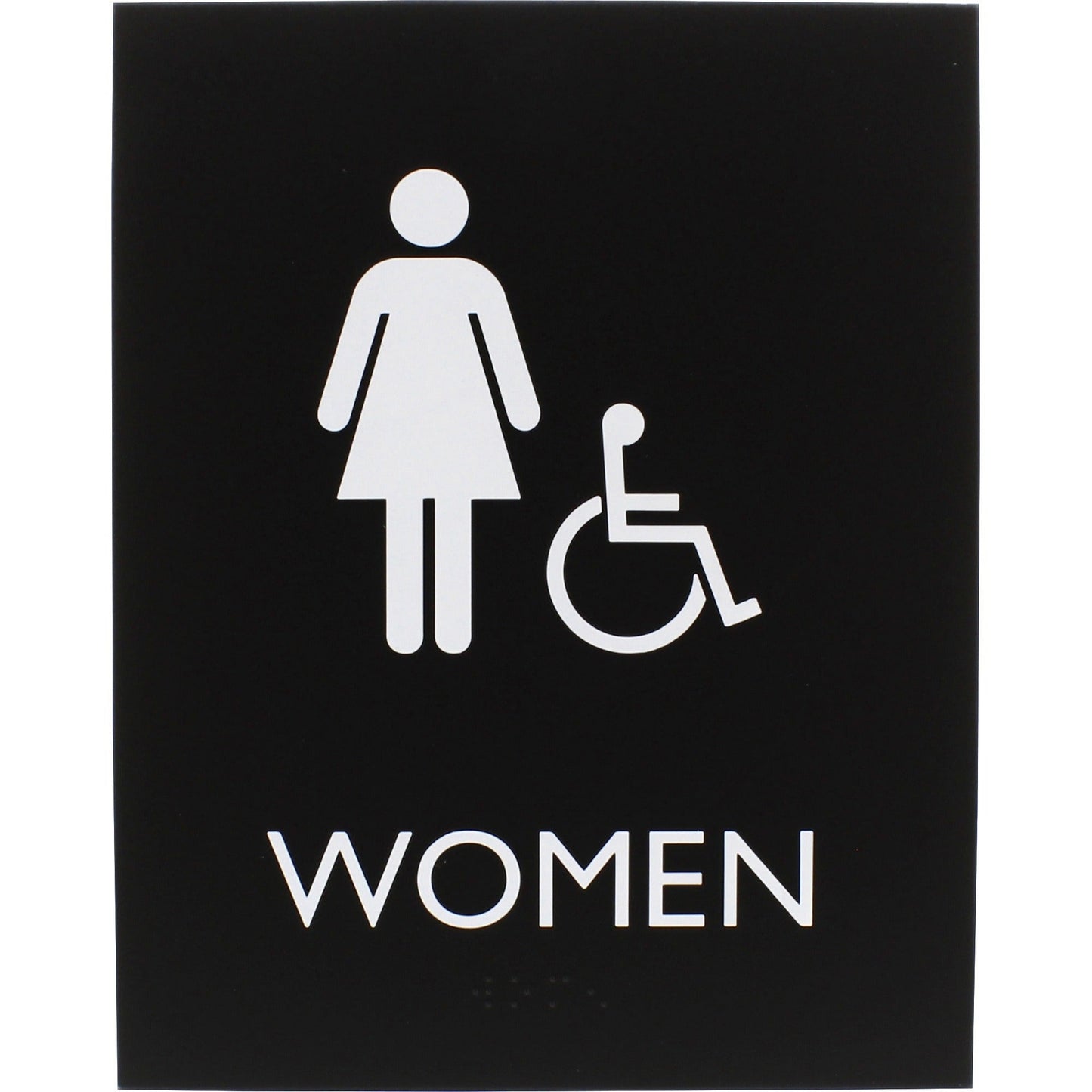 Lorell Women's Handicap Restroom Information Sign Surface Mountable 6.4"W x 6.4"L x 8.5"H (LLR - LLR02666) - SchoolOutlet