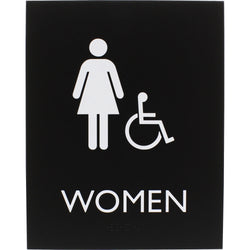 Lorell Women's Handicap Restroom Information Sign Surface Mountable 6.4"W x 6.4"L x 8.5"H (LLR-LLR02666)