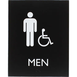 Lorell Men's Handicap Restroom Information Sign Surface Mountable 6.4"W x 6.4"L x 8.5"H (LLR-LLR02668)