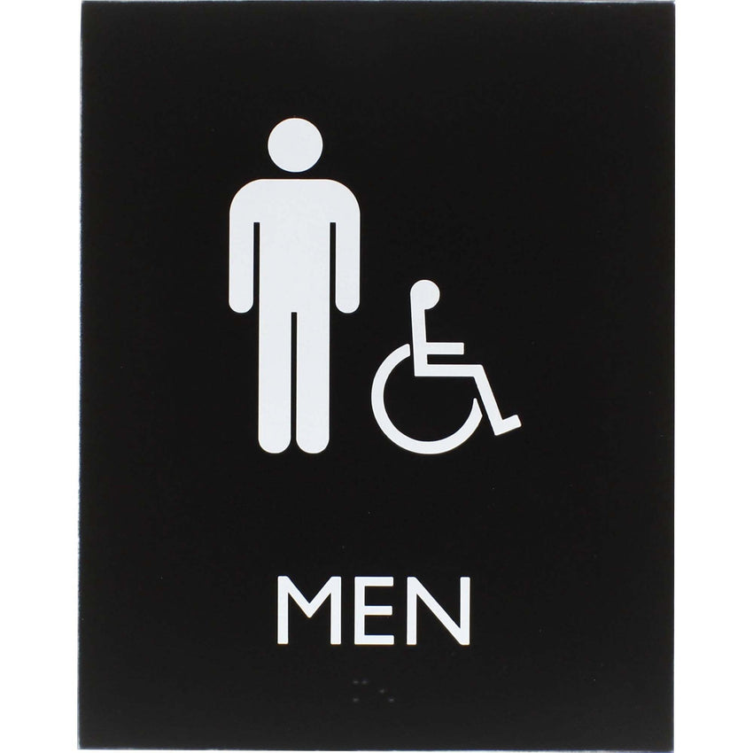 Lorell Men's Handicap Restroom Information Sign Surface Mountable 6.4"W x 6.4"L x 8.5"H (LLR - LLR02668) - SchoolOutlet
