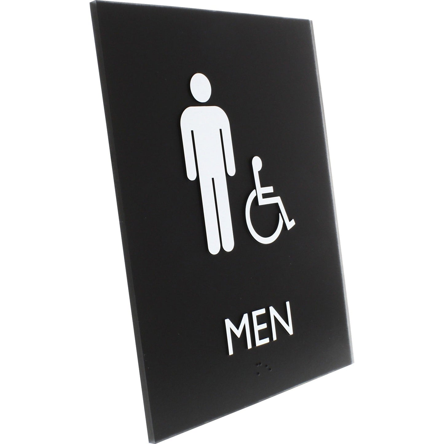 Lorell Men's Handicap Restroom Information Sign Surface Mountable 6.4"W x 6.4"L x 8.5"H (LLR - LLR02668) - SchoolOutlet