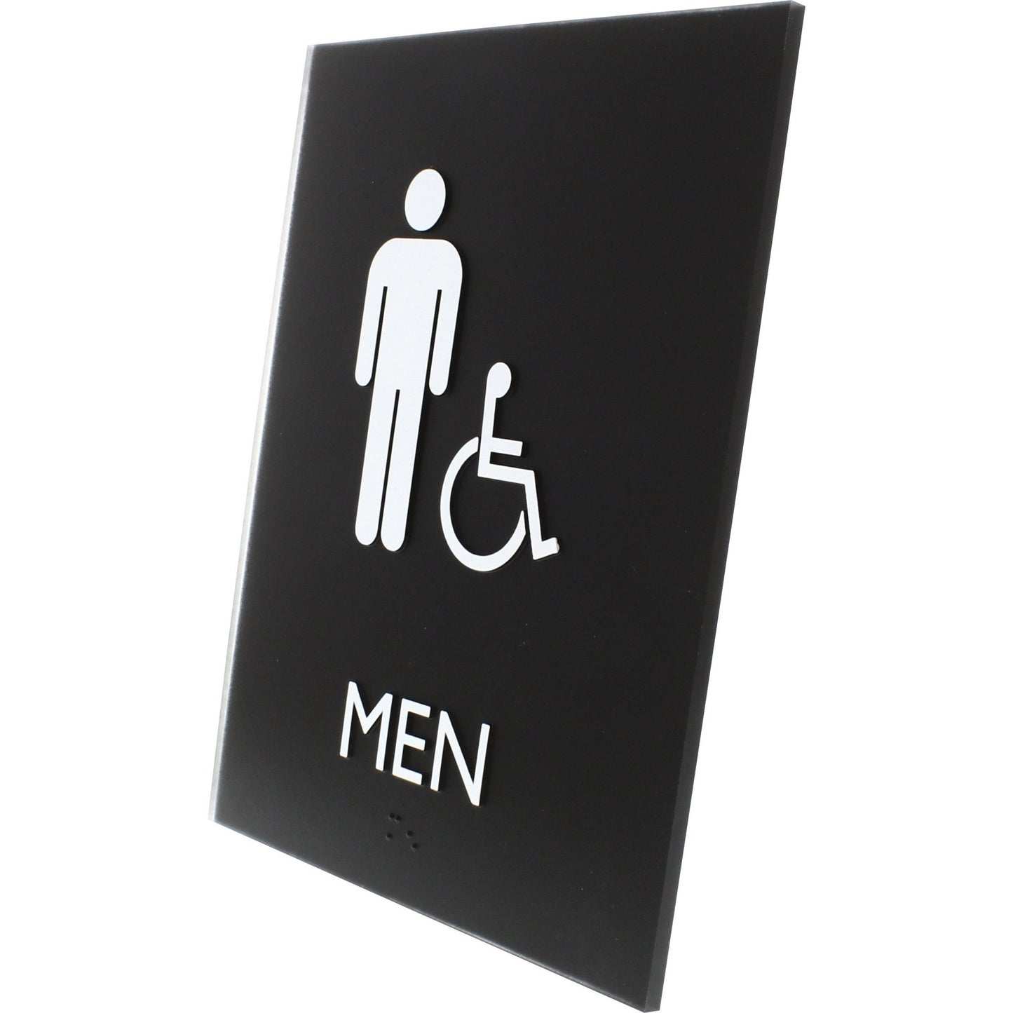 Lorell Men's Handicap Restroom Information Sign Surface Mountable 6.4"W x 6.4"L x 8.5"H (LLR - LLR02668) - SchoolOutlet