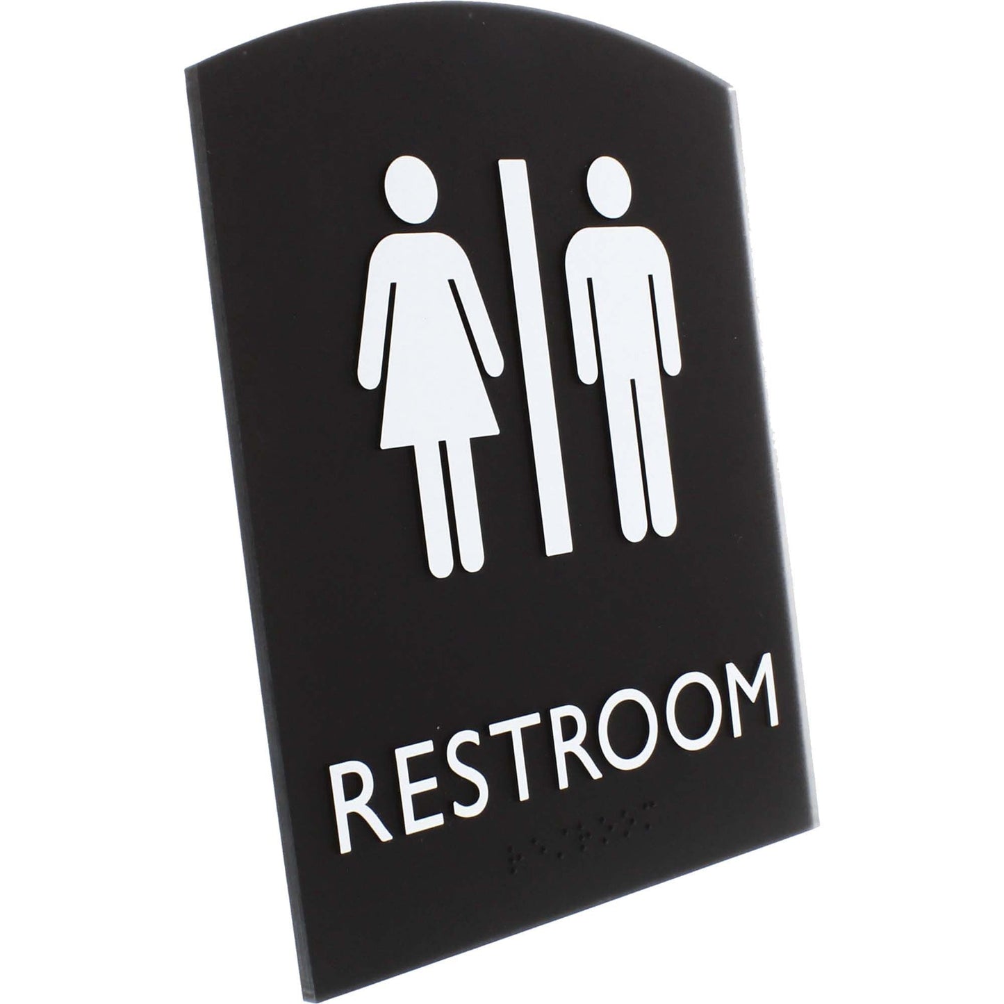 Lorell Arched Unisex Restroom Information Sign Surface Mountable 6.8"W x 6.8"L x 8.5"H (LLR - LLR02672) - SchoolOutlet