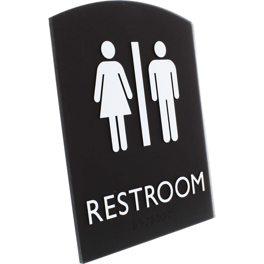 Lorell Arched Unisex Restroom Information Sign Surface Mountable 6.8"W x 6.8"L x 8.5"H (LLR - LLR02672) - SchoolOutlet