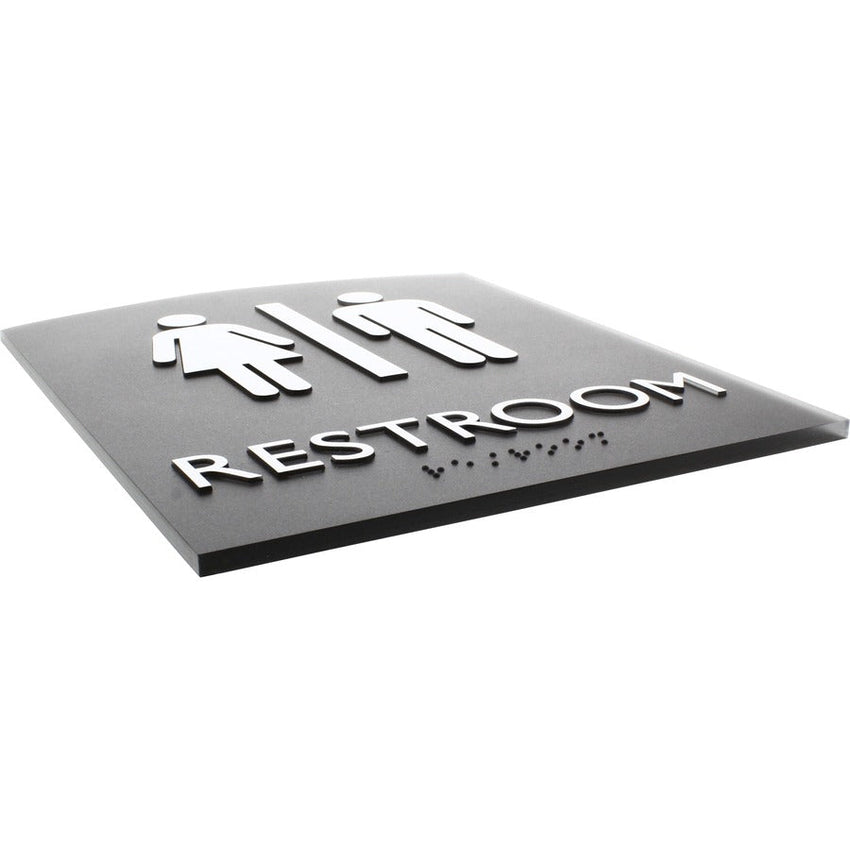 Lorell Arched Unisex Restroom Information Sign Surface Mountable 6.8"W x 6.8"L x 8.5"H (LLR - LLR02672) - SchoolOutlet