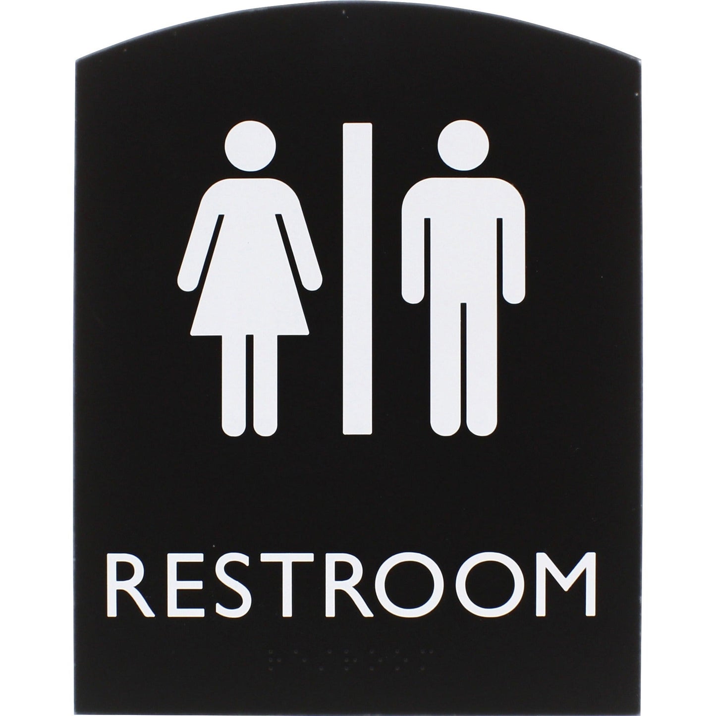 Lorell Arched Unisex Restroom Information Sign Surface Mountable 6.8"W x 6.8"L x 8.5"H (LLR - LLR02672) - SchoolOutlet
