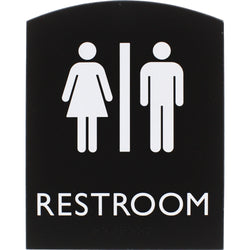 Lorell Arched Unisex Restroom Information Sign Surface Mountable 6.8"W x 6.8"L x 8.5"H (LLR-LLR02672)