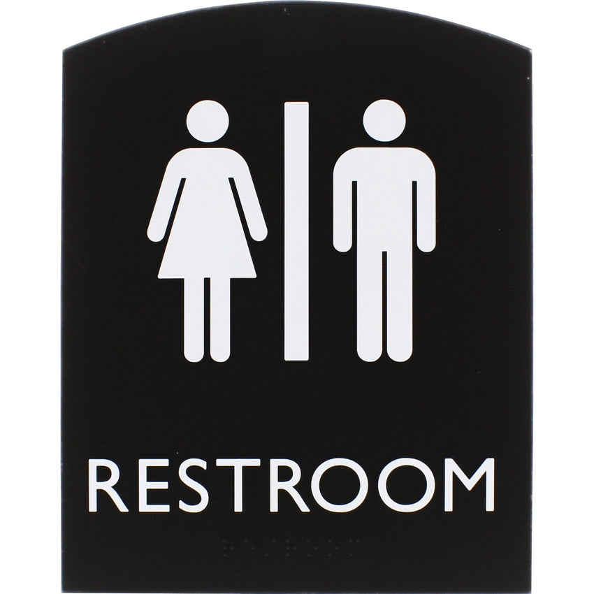 Lorell Arched Unisex Restroom Information Sign Surface Mountable 6.8"W x 6.8"L x 8.5"H (LLR - LLR02672) - SchoolOutlet