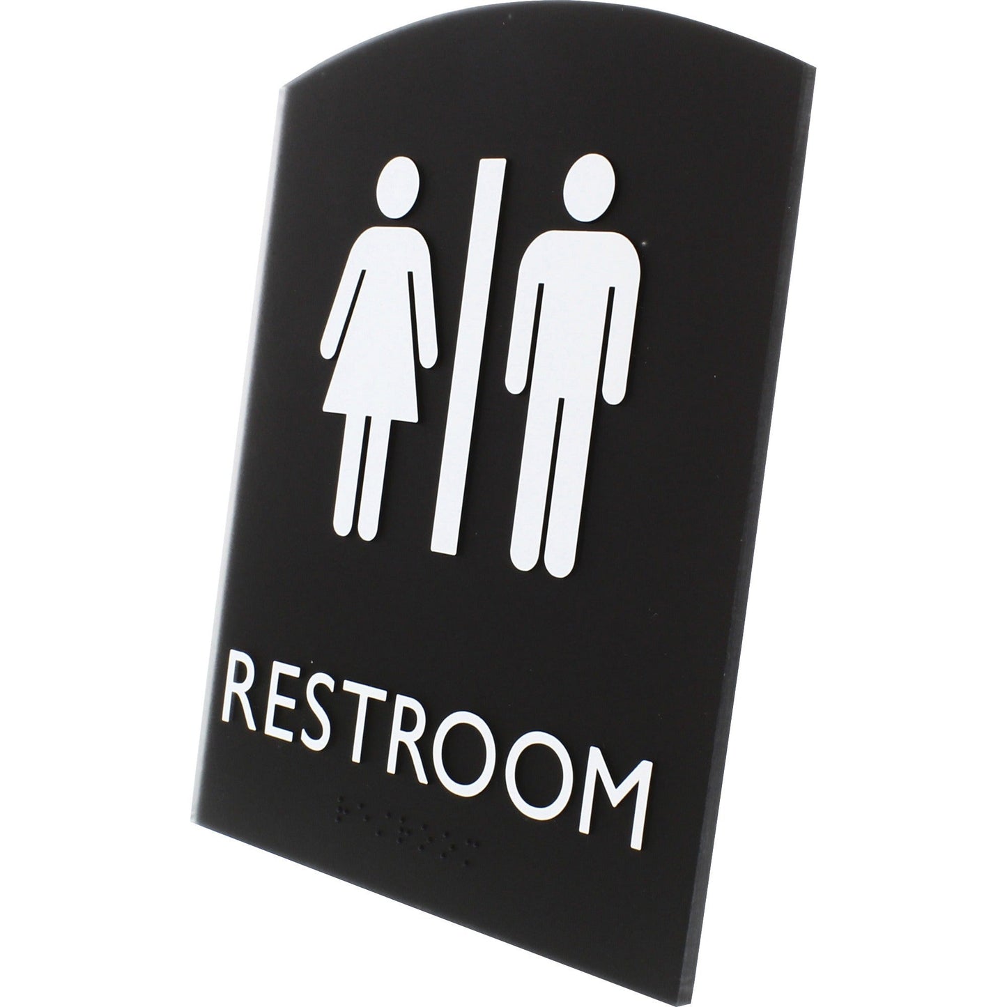 Lorell Arched Unisex Restroom Information Sign Surface Mountable 6.8"W x 6.8"L x 8.5"H (LLR - LLR02672) - SchoolOutlet