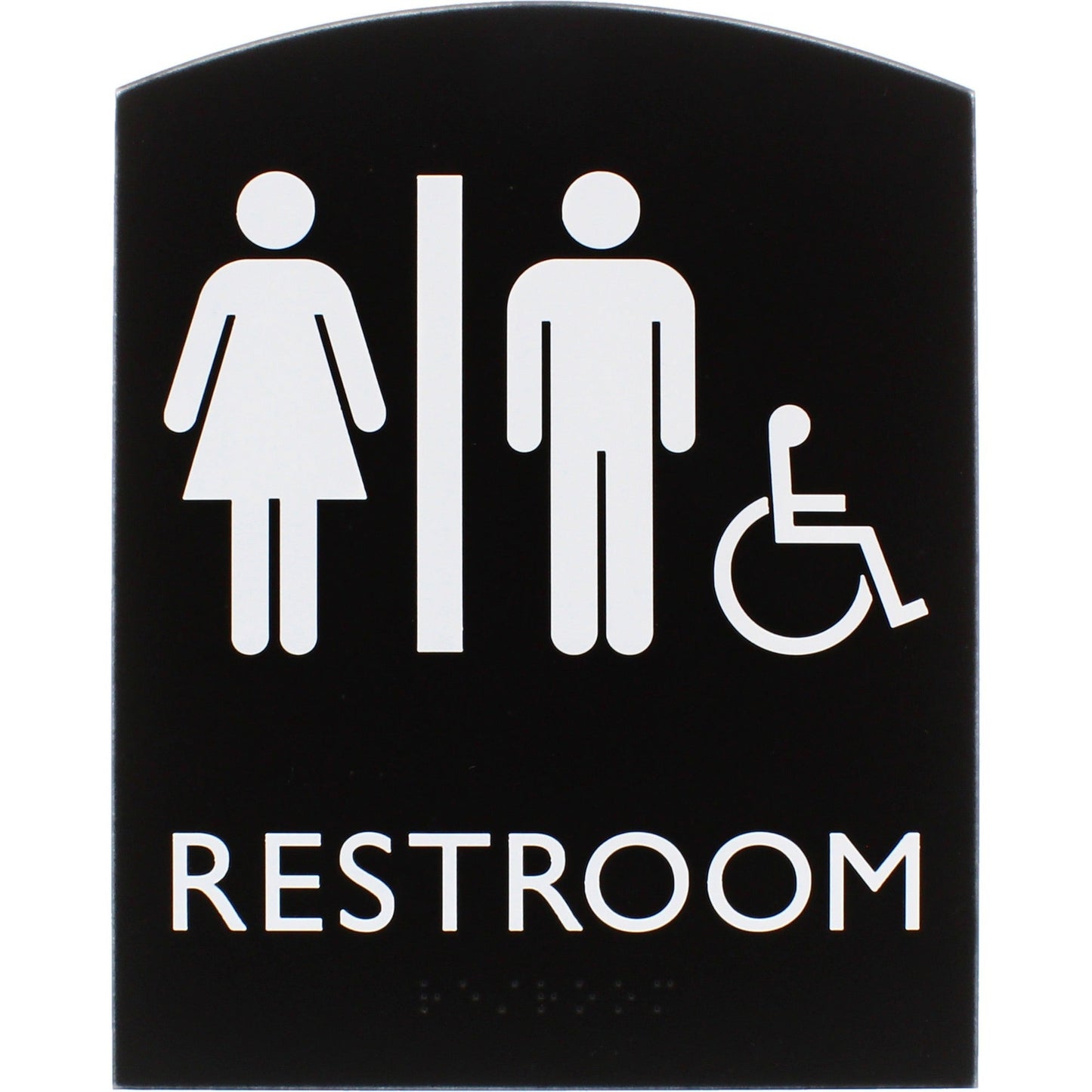 Lorell Arched Unisex Handicap Restroom Information Sign Surface Mountable 6.8"W x 6.8"L x 8.5"H (LLR - LLR02673) - SchoolOutlet