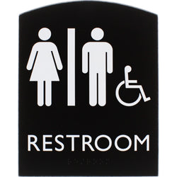Lorell Arched Unisex Handicap Restroom Information Sign Surface Mountable 6.8"W x 6.8"L x 8.5"H (LLR-LLR02673)