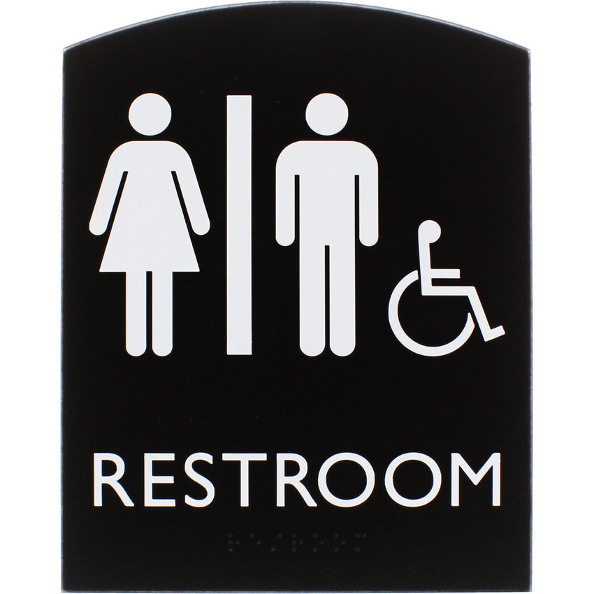 Lorell Arched Unisex Handicap Restroom Information Sign Surface Mountable 6.8"W x 6.8"L x 8.5"H (LLR - LLR02673) - SchoolOutlet