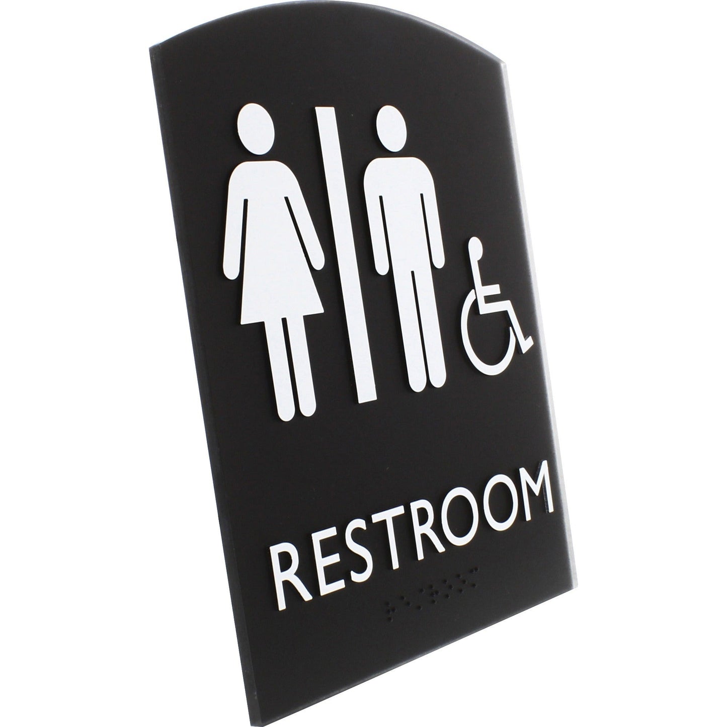 Lorell Arched Unisex Handicap Restroom Information Sign Surface Mountable 6.8"W x 6.8"L x 8.5"H (LLR - LLR02673) - SchoolOutlet