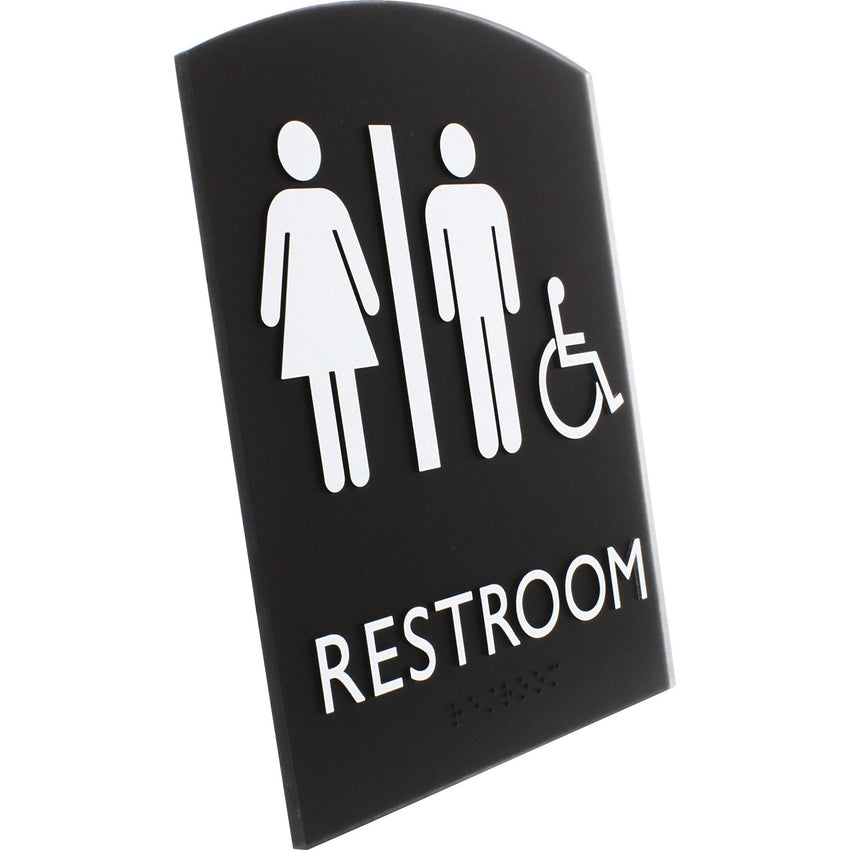 Lorell Arched Unisex Handicap Restroom Information Sign Surface Mountable 6.8"W x 6.8"L x 8.5"H (LLR - LLR02673) - SchoolOutlet