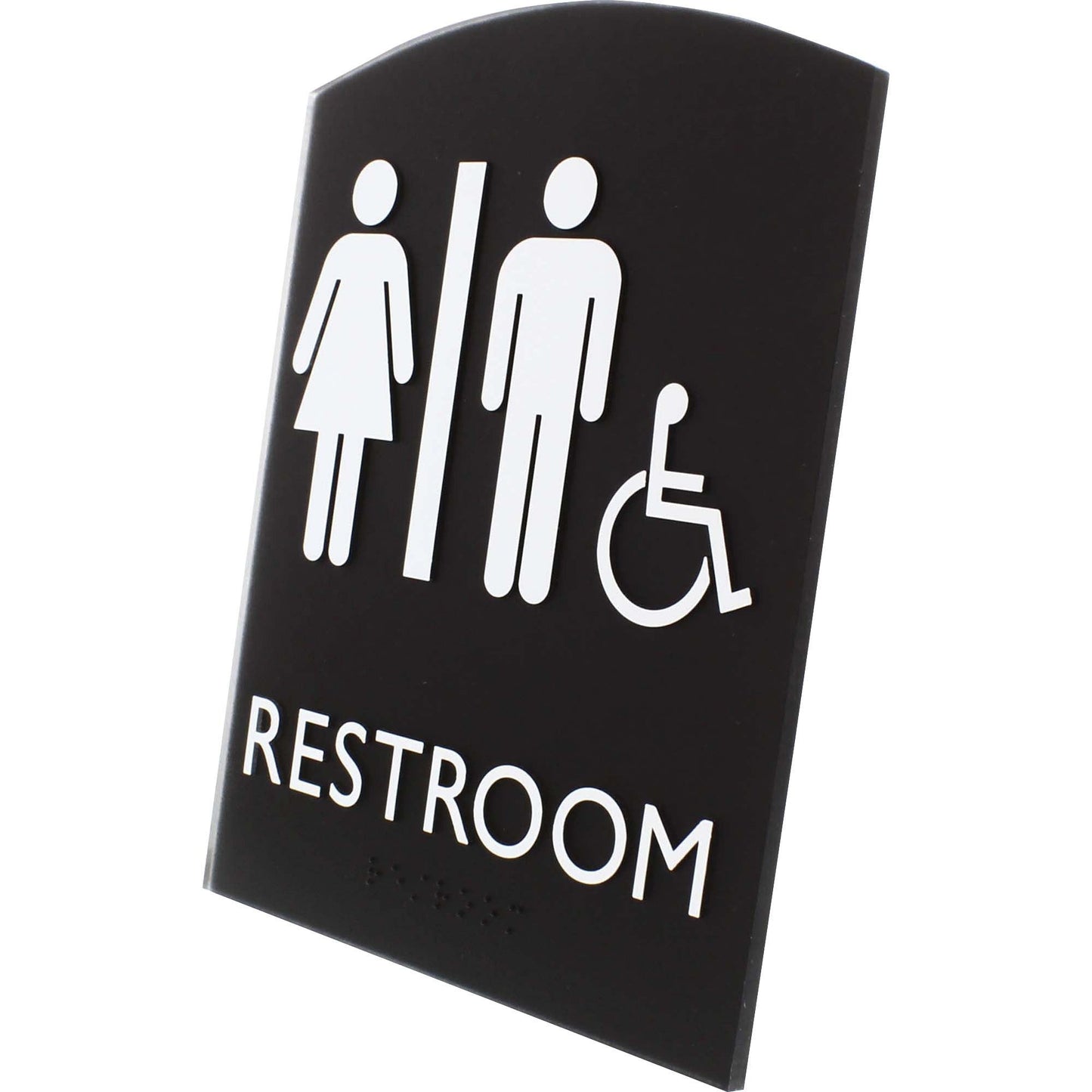 Lorell Arched Unisex Handicap Restroom Information Sign Surface Mountable 6.8"W x 6.8"L x 8.5"H (LLR - LLR02673) - SchoolOutlet