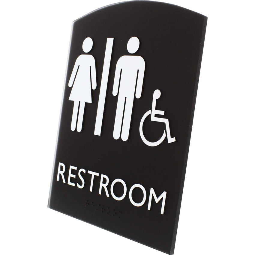 Lorell Arched Unisex Handicap Restroom Information Sign Surface Mountable 6.8"W x 6.8"L x 8.5"H (LLR - LLR02673) - SchoolOutlet