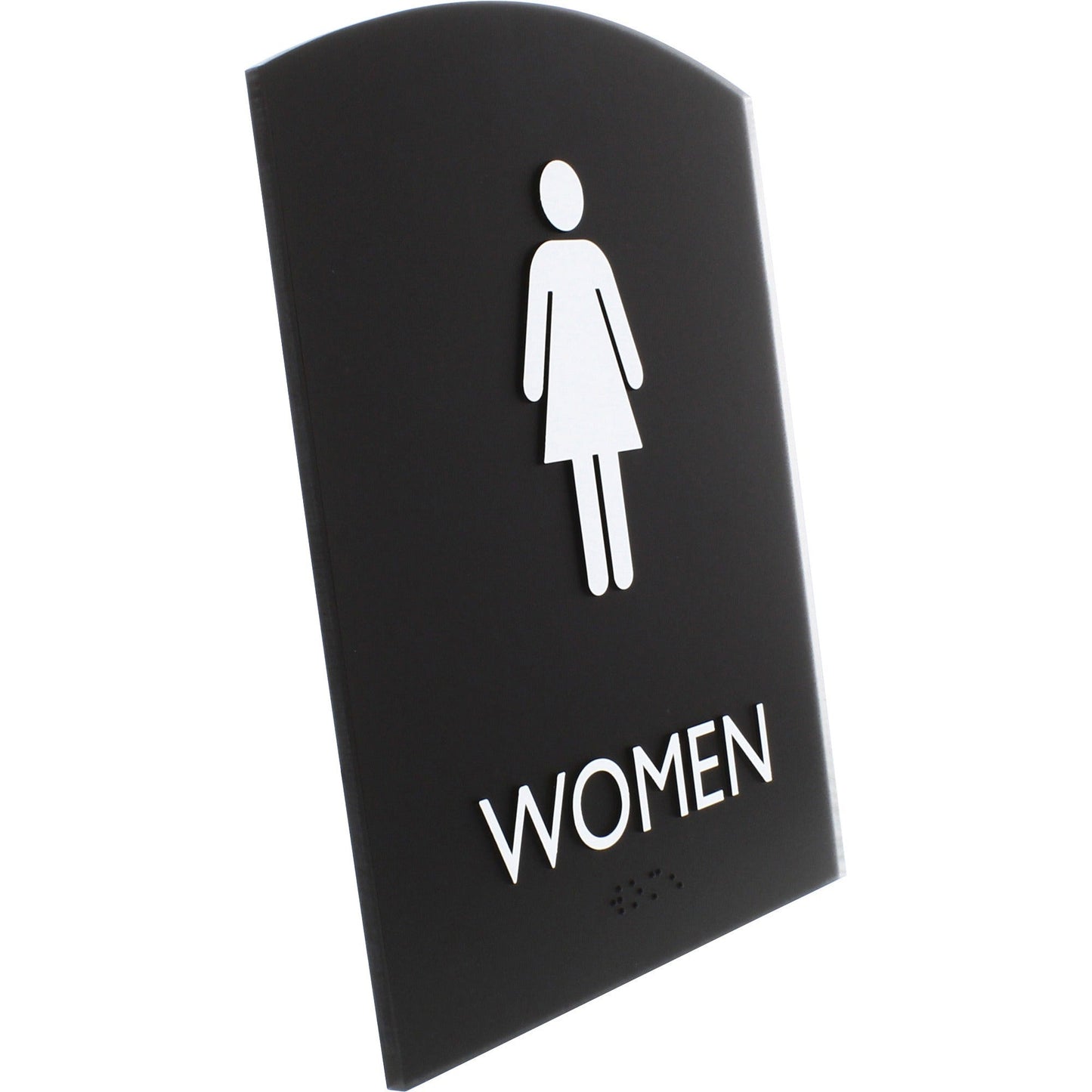 Lorell Arched Women's Restroom Information Sign Surface Mountable 6.8"W x 6.8"L x 8.5"H (LLR - LLR02674) - SchoolOutlet