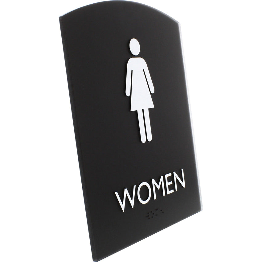 Lorell Arched Women's Restroom Information Sign Surface Mountable 6.8"W x 6.8"L x 8.5"H (LLR - LLR02674) - SchoolOutlet