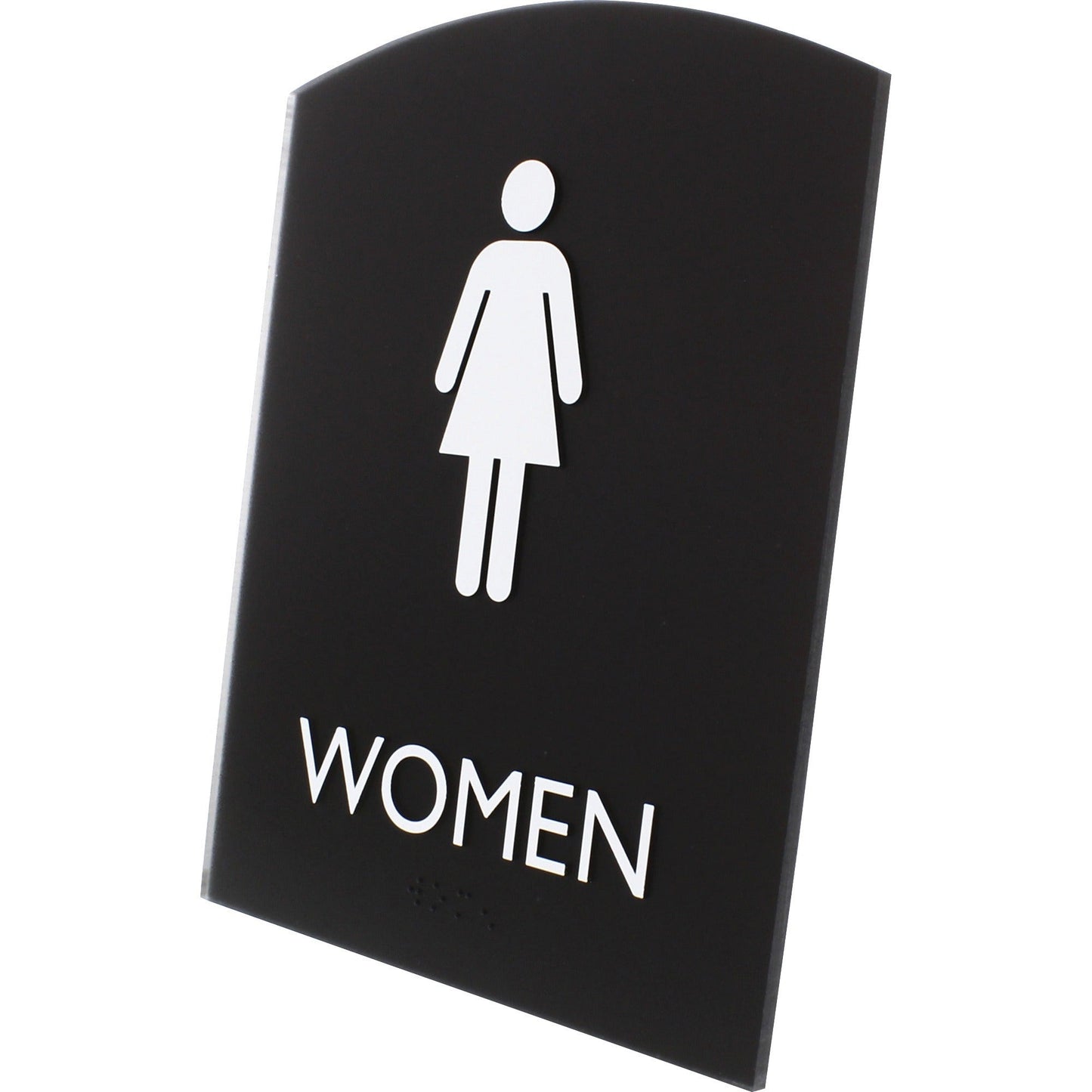 Lorell Arched Women's Restroom Information Sign Surface Mountable 6.8"W x 6.8"L x 8.5"H (LLR - LLR02674) - SchoolOutlet