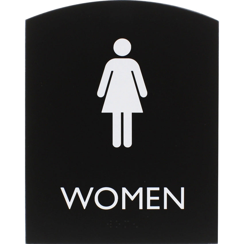 Lorell Arched Women's Restroom Information Sign Surface Mountable 6.8"W x 6.8"L x 8.5"H (LLR - LLR02674) - SchoolOutlet