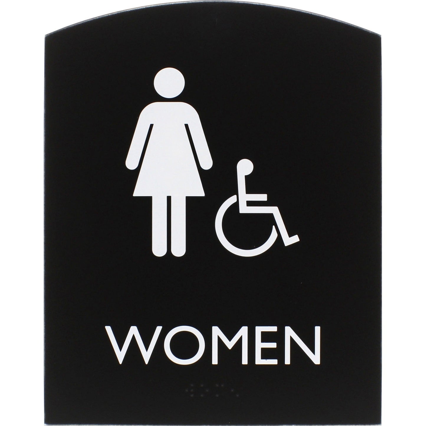 Lorell Arched Women's Handicap Restroom Information Sign Surface Mountable 6.8"W x 6.8"L x 8.5"H (LLR - LLR02675) - SchoolOutlet