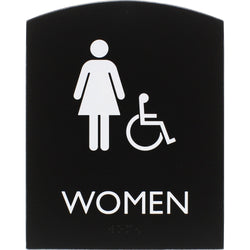 Lorell Arched Women's Handicap Restroom Information Sign Surface Mountable 6.8"W x 6.8"L x 8.5"H (LLR-LLR02675)