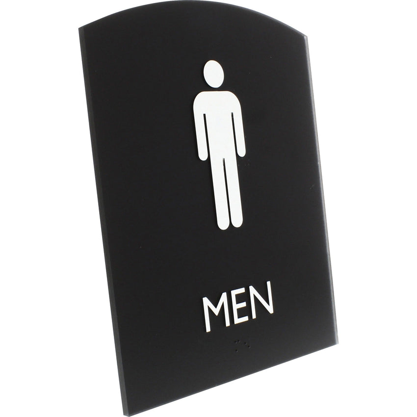Lorell Arched Men's Restroom Information Sign Surface Mountable 6.8"W x 6.8"L x 8.5"H (LLR - LLR02676) - SchoolOutlet