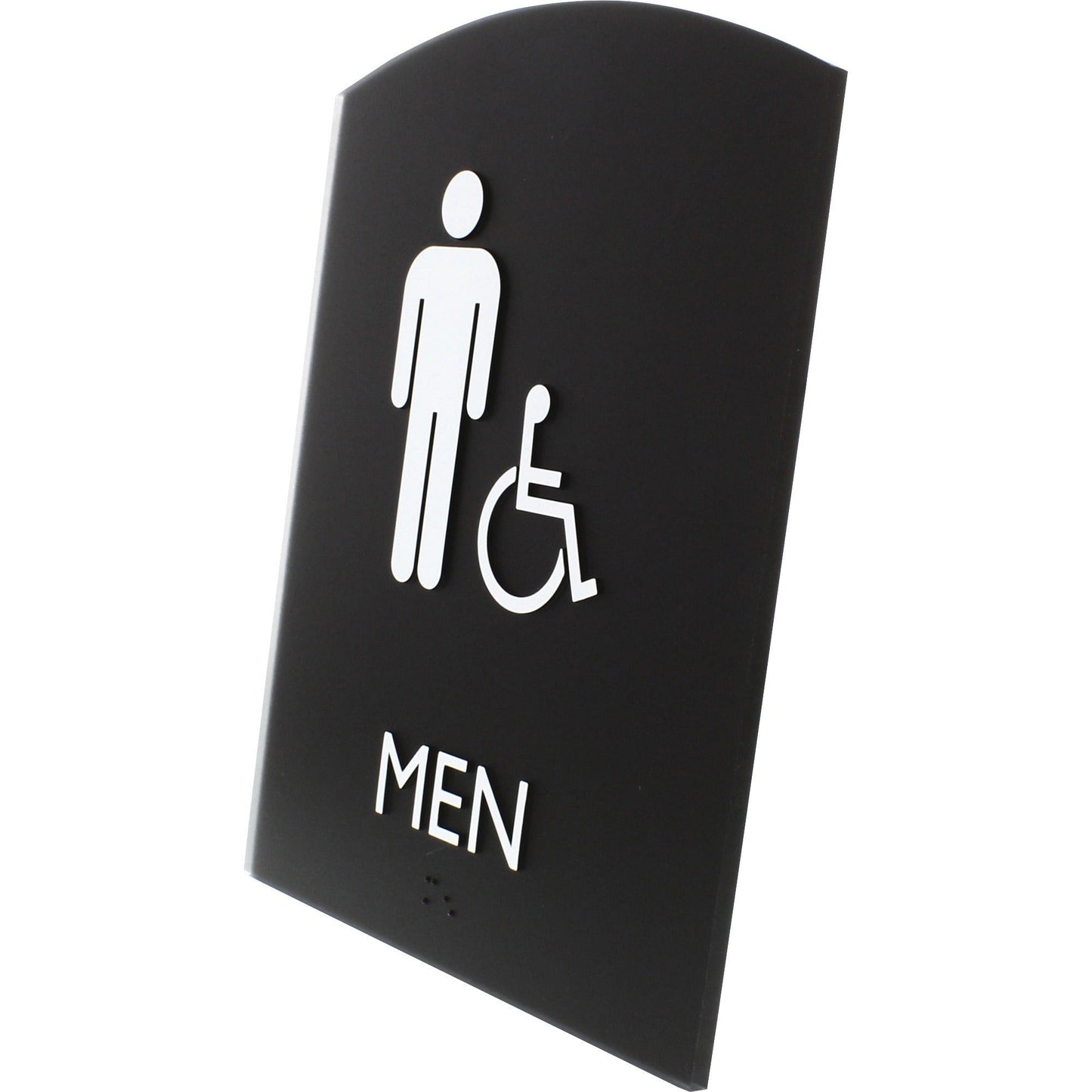 Lorell Arched Men's Handicap Restroom Information Sign Surface Mountable 6.8"W x 6.8"L x 8.5"H (LLR - LLR02677) - SchoolOutlet