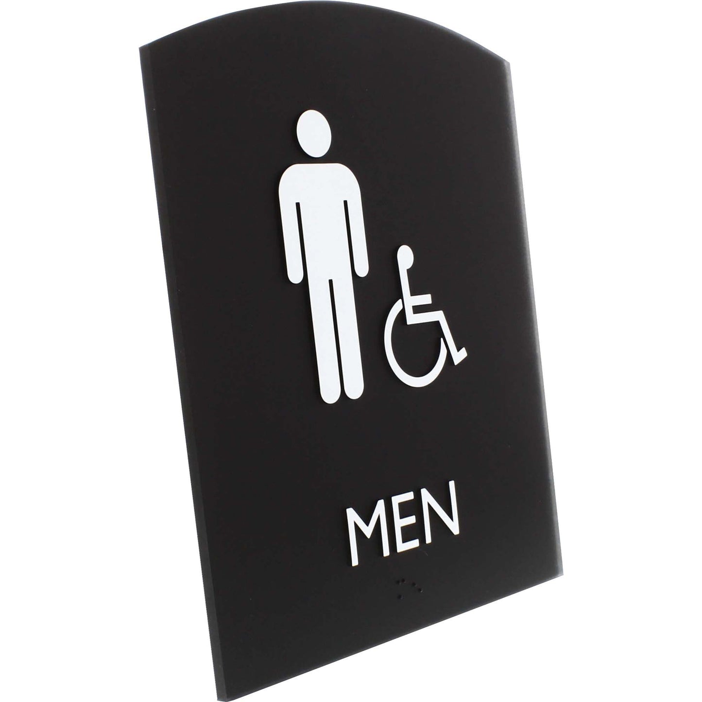 Lorell Arched Men's Handicap Restroom Information Sign Surface Mountable 6.8"W x 6.8"L x 8.5"H (LLR - LLR02677) - SchoolOutlet