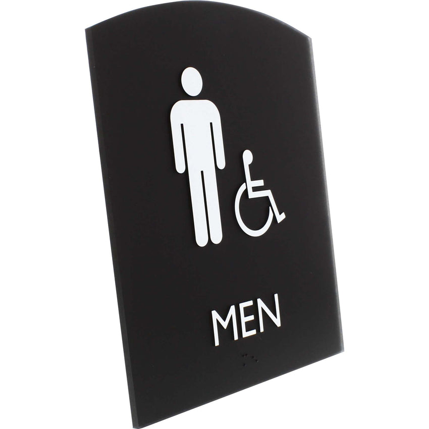 Lorell Arched Men's Handicap Restroom Information Sign Surface Mountable 6.8"W x 6.8"L x 8.5"H (LLR - LLR02677) - SchoolOutlet