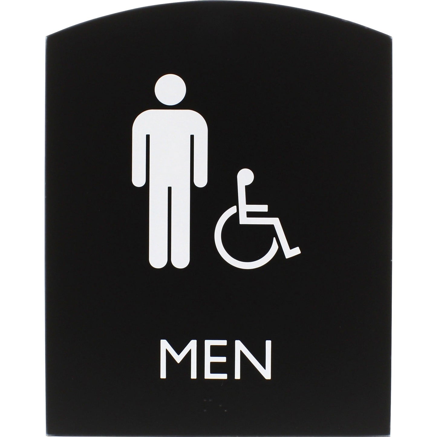 Lorell Arched Men's Handicap Restroom Information Sign Surface Mountable 6.8"W x 6.8"L x 8.5"H (LLR - LLR02677) - SchoolOutlet