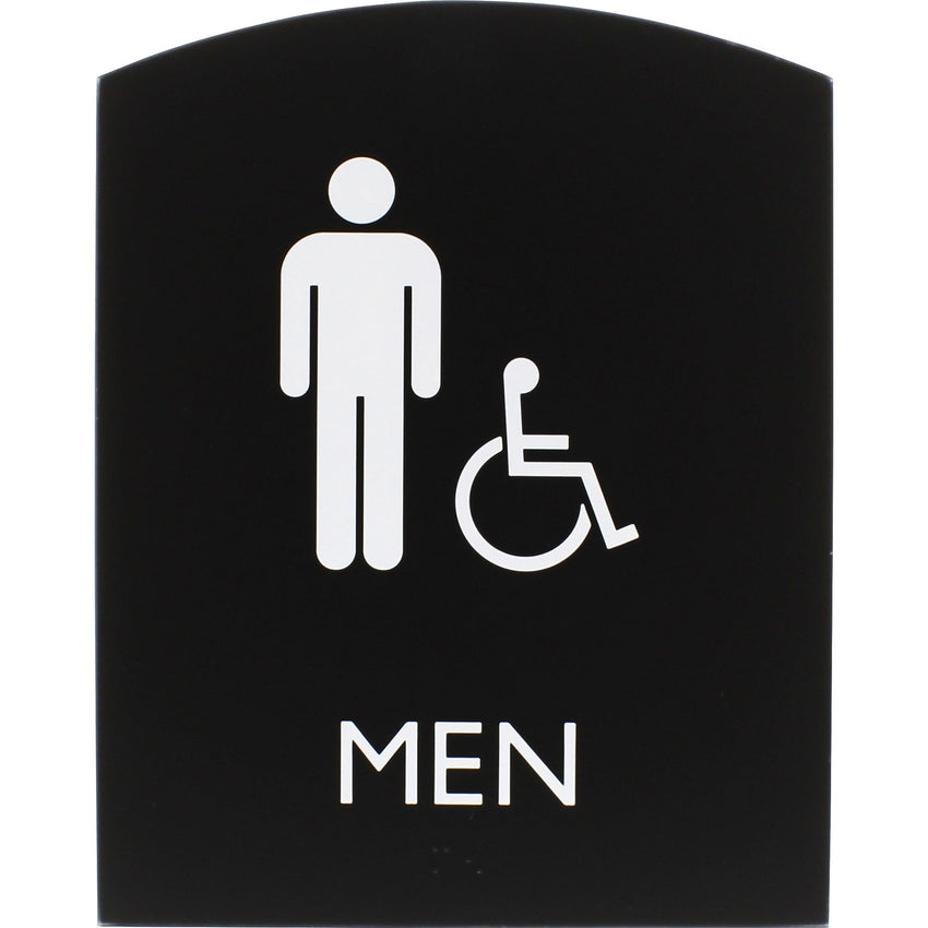 Lorell Arched Men's Handicap Restroom Information Sign Surface Mountable 6.8"W x 6.8"L x 8.5"H (LLR - LLR02677) - SchoolOutlet