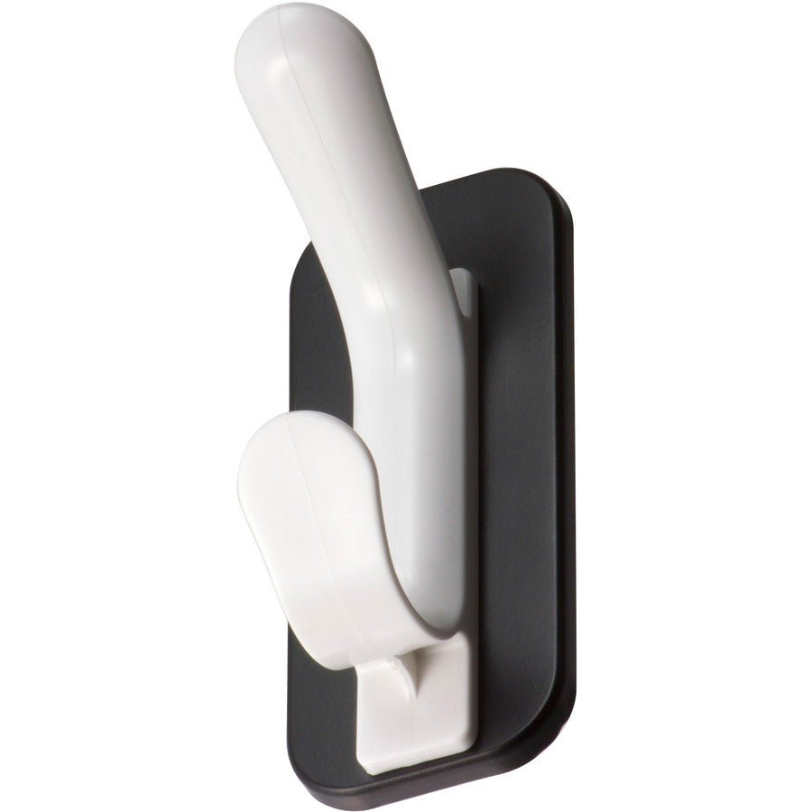 Lorell Magnetic Double Coat Hook White Plastic Locker Cabinet Mount 2 Hooks (LLR - LLR02872) - SchoolOutlet
