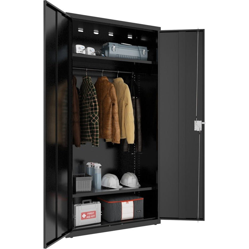 Lorell Wardrobe Storage Cabinet with Adjustable Shelves and 3 - Point Locking System (LLR - LLR0308X) - SchoolOutlet