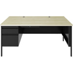 Lorell Fortress Series Steel Teachers Desk with Maple Laminate Top and Centralized Locking Left - Pedestal Storage 60