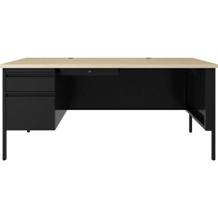 Lorell Fortress Series Steel Teachers Desk with Maple Laminate Top and Centralized Locking Left - Pedestal Storage 60"W x 29.5"D x 30"H (LLR - LLR03129) - SchoolOutlet
