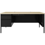 Lorell Fortress Series Steel Teachers Desk with Maple Laminate Top and Centralized Locking Left - Pedestal Storage 60