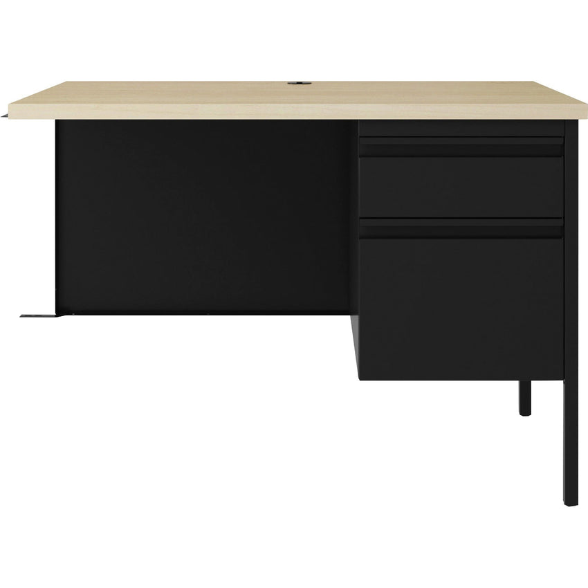 Lorell Fortress Series Black Steel Right - Pedestal Return with Maple Laminate Top and Integrated Locking Storage 42"W x 29.5"D x 24"H (LLR - LLR03140) - SchoolOutlet