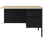 Lorell Fortress Series Black Steel Right - Pedestal Return with Maple Laminate Top and Integrated Locking Storage 42