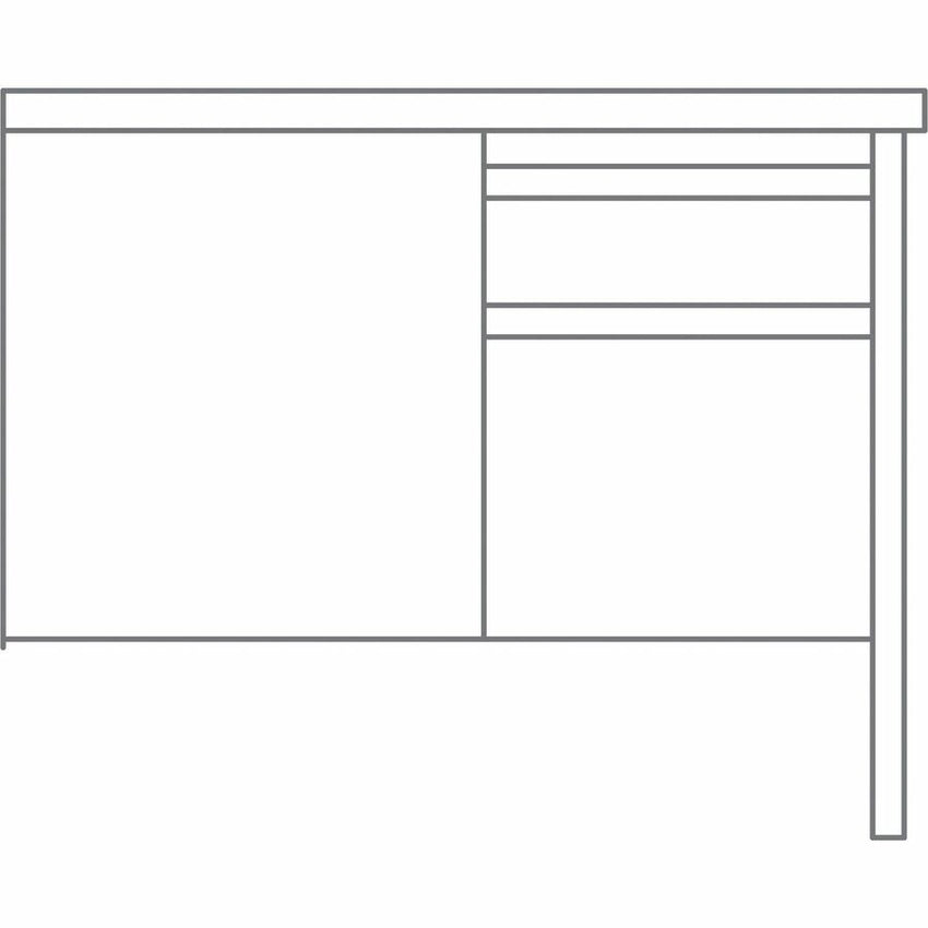 Lorell Fortress Series Black Steel Right - Pedestal Return with Maple Laminate Top and Integrated Locking Storage 42"W x 29.5"D x 24"H (LLR - LLR03140) - SchoolOutlet