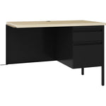Lorell Fortress Series Black Steel Right - Pedestal Return with Maple Laminate Top and Integrated Locking Storage 42