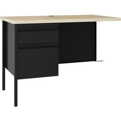 Lorell Fortress Series Black Steel Left-Pedestal Return with Maple Laminate Top and Integrated Locking Storage 42"W x 29.5"D x 24"H (LLR-LLR03150)
